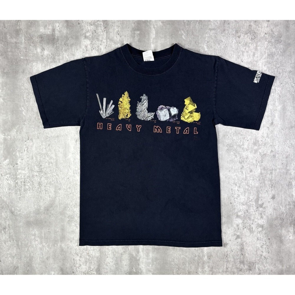 Vintage Y2K Heavy Metal Rocks Mystery Spot Art T Shirt Mens M Anvil Black